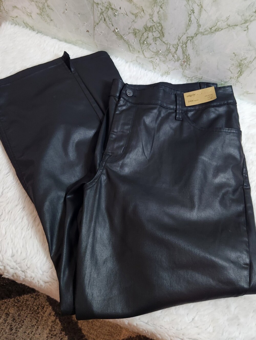 Edgely by Maurices High Rise Slim Straight Faux Leather Pants